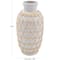 14" White Ceramic Vase with Woven Rattan Exterior